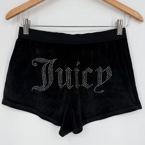 Juicy Couture‎ Black Velour Bling Sleep Shorts Size S